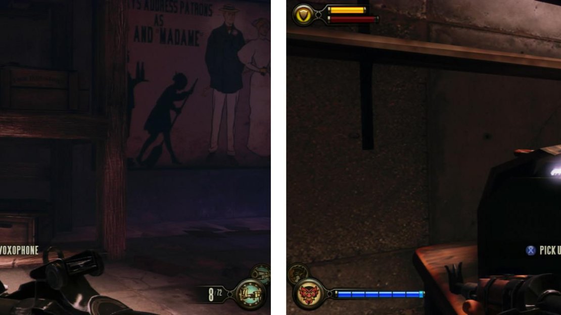 Go through the door on the left of the main room to find a Voxophone (left) and an Infusion Upgrade (right).