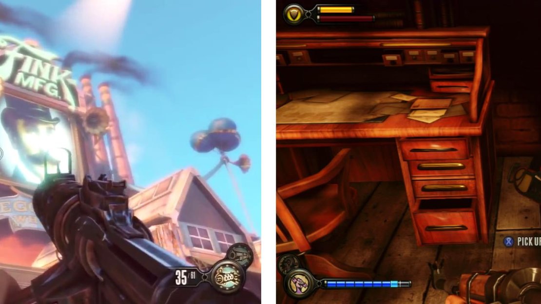 After arriving at the docks (right), keep an eye out for a door on the left. Inside you’ll find a Voxophone (right).