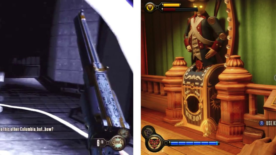 Enter the tear in the basement (left). As you backtrack, grab the Kinetoscope near the vending machine (right) before exiting the club.
