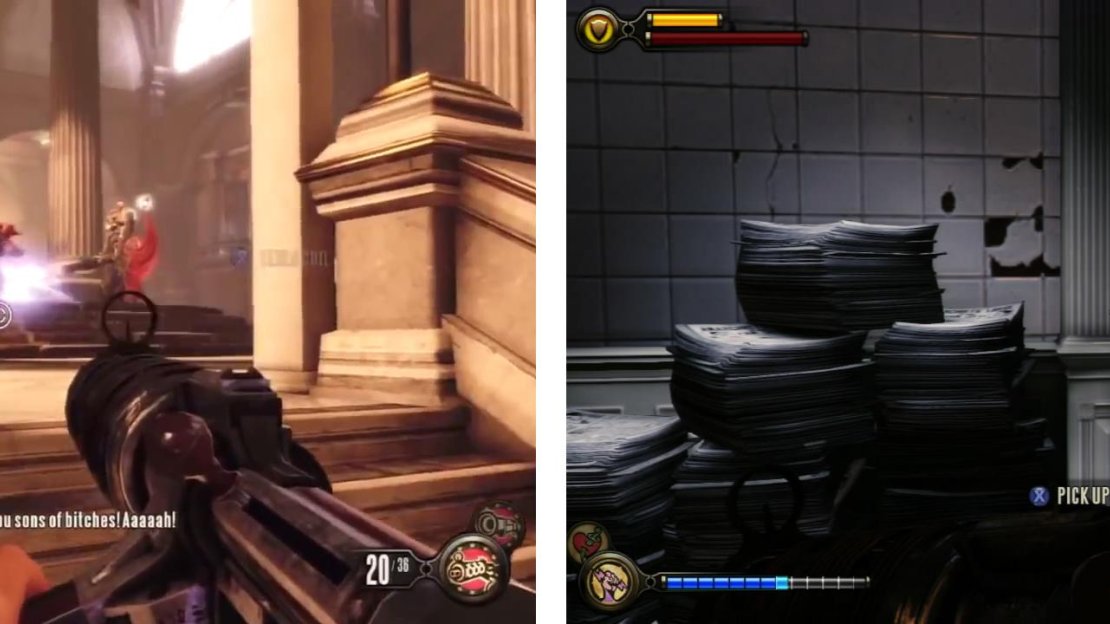After clearing out the main room (left), look in the room to the right of the entry stairs for a Voxophone (right).