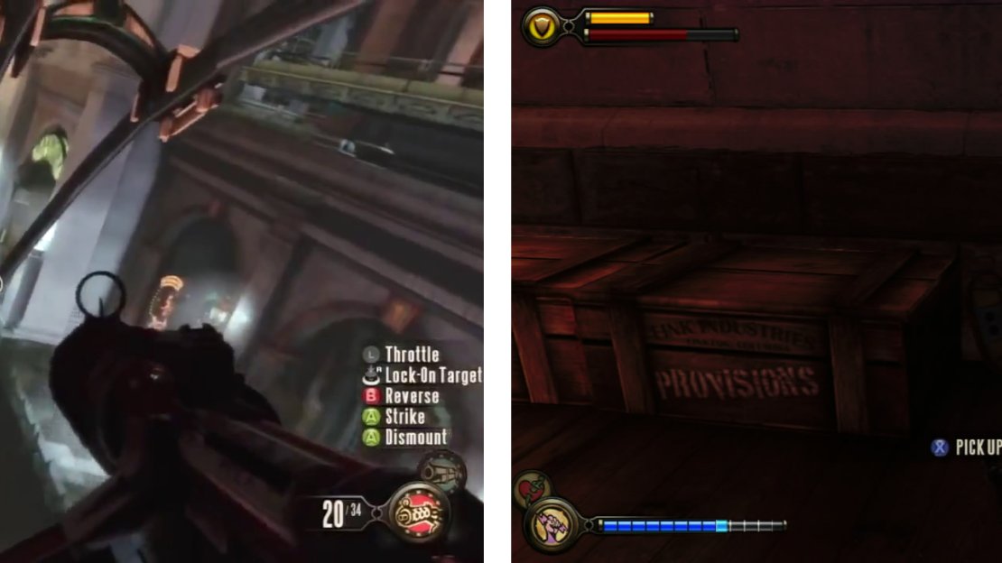 Once you have cleared the area, jump to the balcony from the sky-line (left). Behind a locked door here, you’ll find a Voxophone (right).