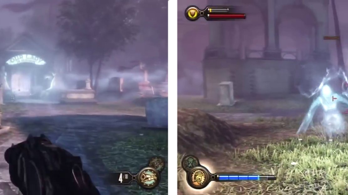 Enter the ‘Our Lady’ crypt (left) and then head outside to fight a new enemy - the Siren (right).