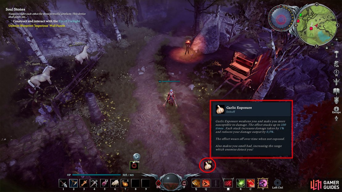 If you stay in a Garlic Exposed area too long, you&rsquo;ll accumulate stacks which will increase the effect of the debuff.