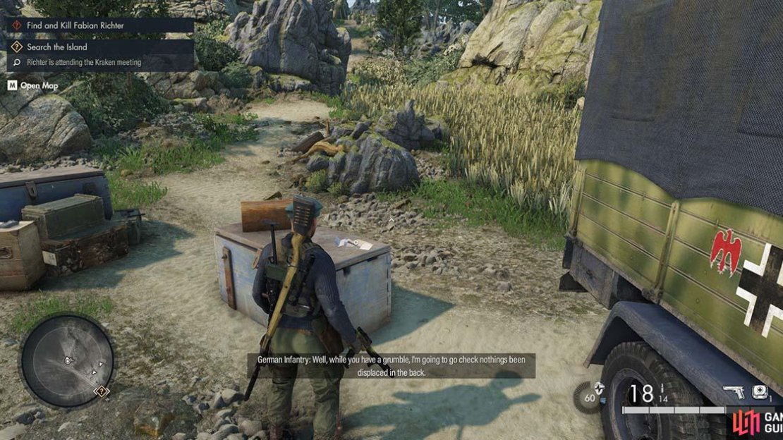You’ll find the letter on top of a storage container near the vehicle.