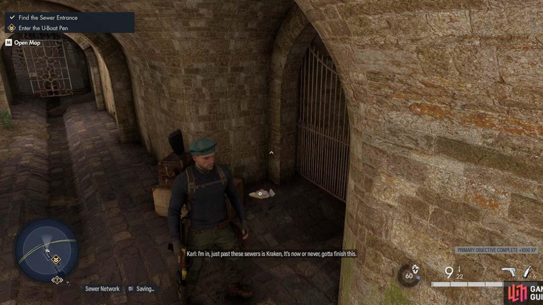 You’ll find the letter behind these storage boxes as you enter the sewers.