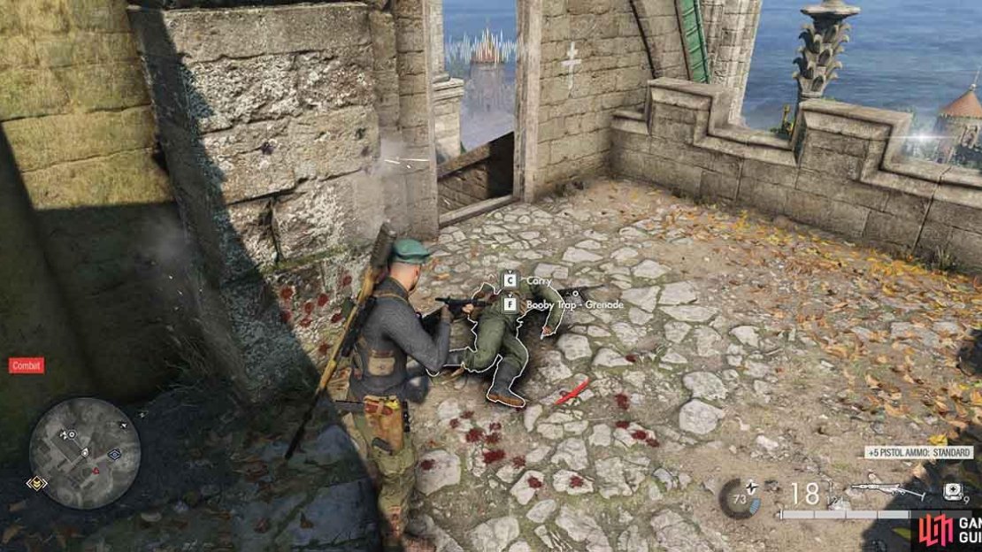 You can kill all the soldiers in the area to check what they’re carrying, or use your binoculars to find the one with the letter first.