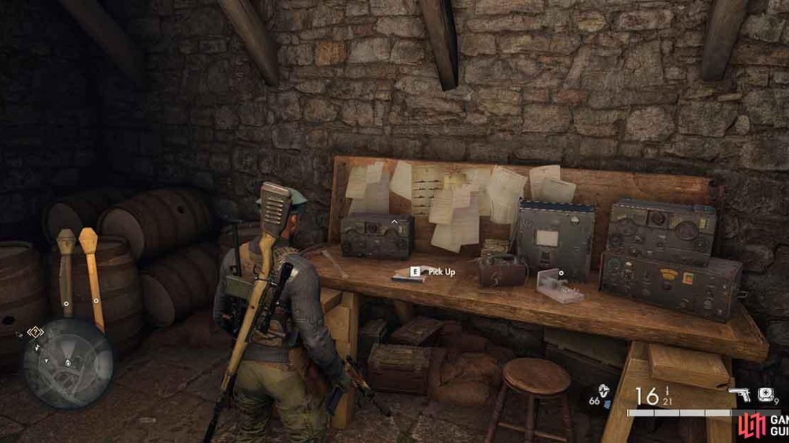 The letter can be found on this workbench in the basement.