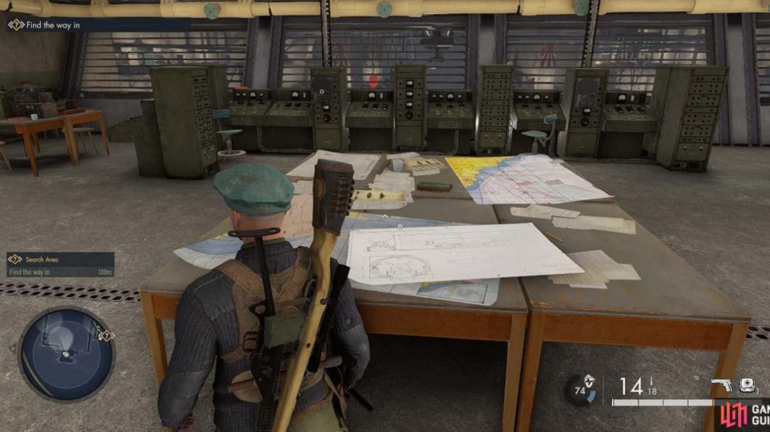 The item can be found in a room on the upper floors of the hangar.