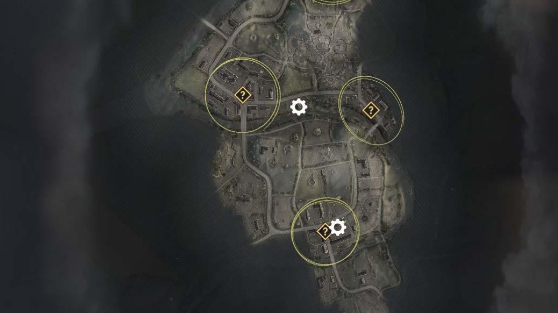 The location of all three workbenches in Mission 6.
