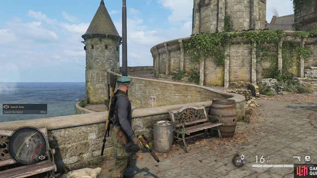 You’ll find the letter on top of the trash can, as shown here.