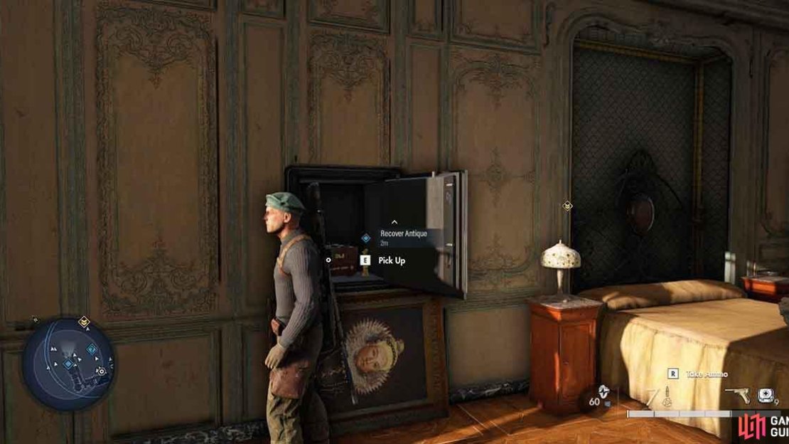 You’ll need to interact with the painting to the left of the bed to reveal the chest.