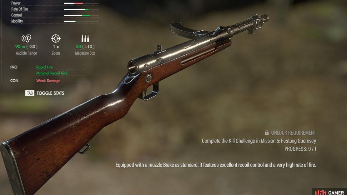 The Type 100 is the only gun in the game equipped with a muzzle brake as standard.
