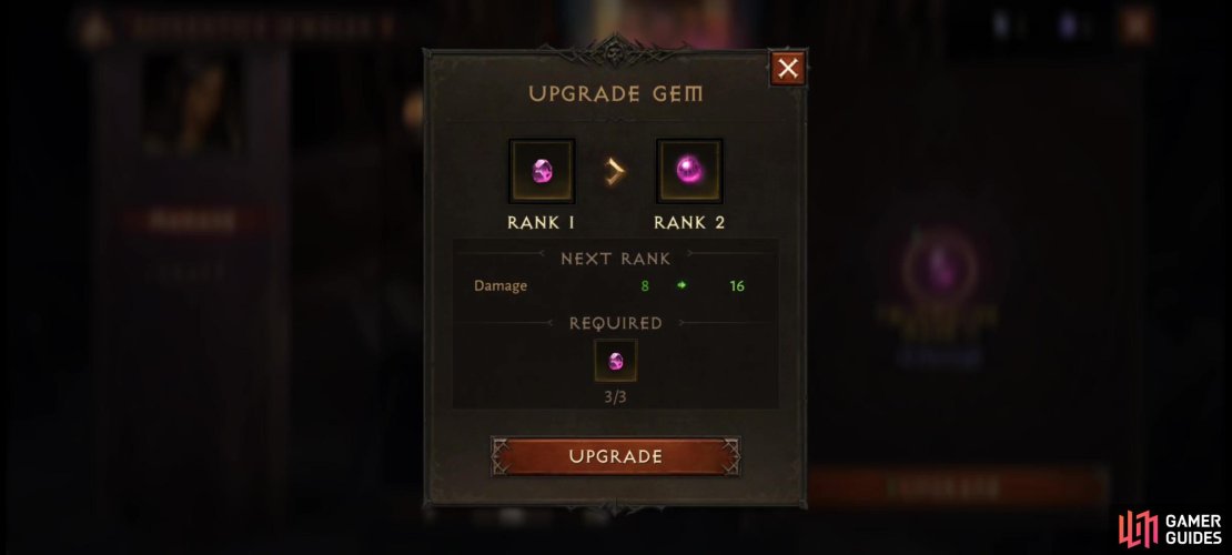 You can upgrade Normal Gems by simply combining three Normals Gems of the same type and grade… at least until Rank 6.