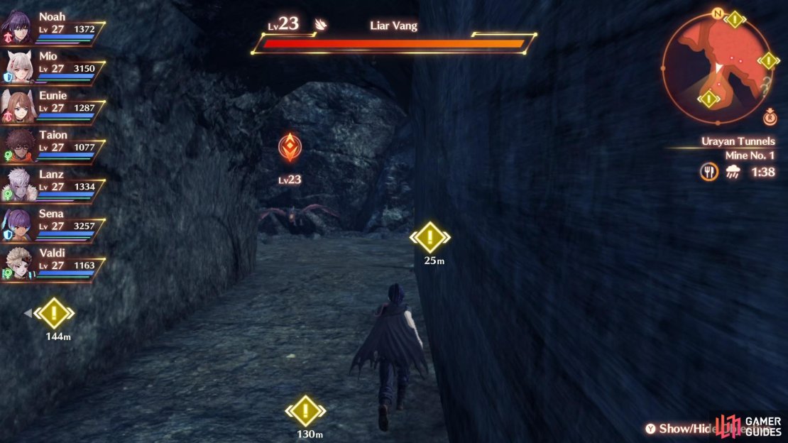 The first ore location has a single Vang guarding it