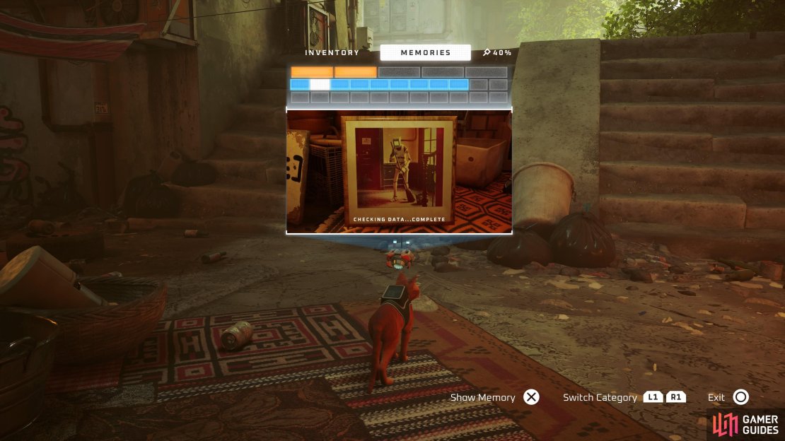 Press Up on the D-Pad to find the memories you’ve collected.
