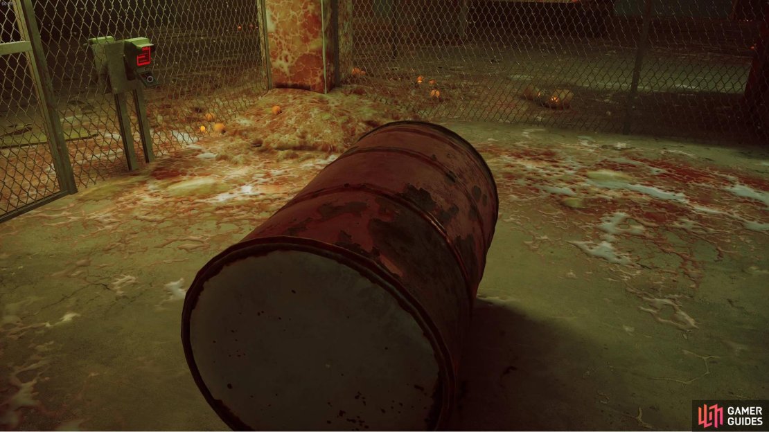 Another gate puzzle requires a barrel to get the jump out of this section.
