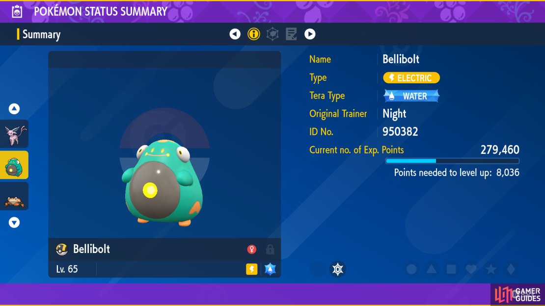 Bellibolt’s details in Pokemon Violet.