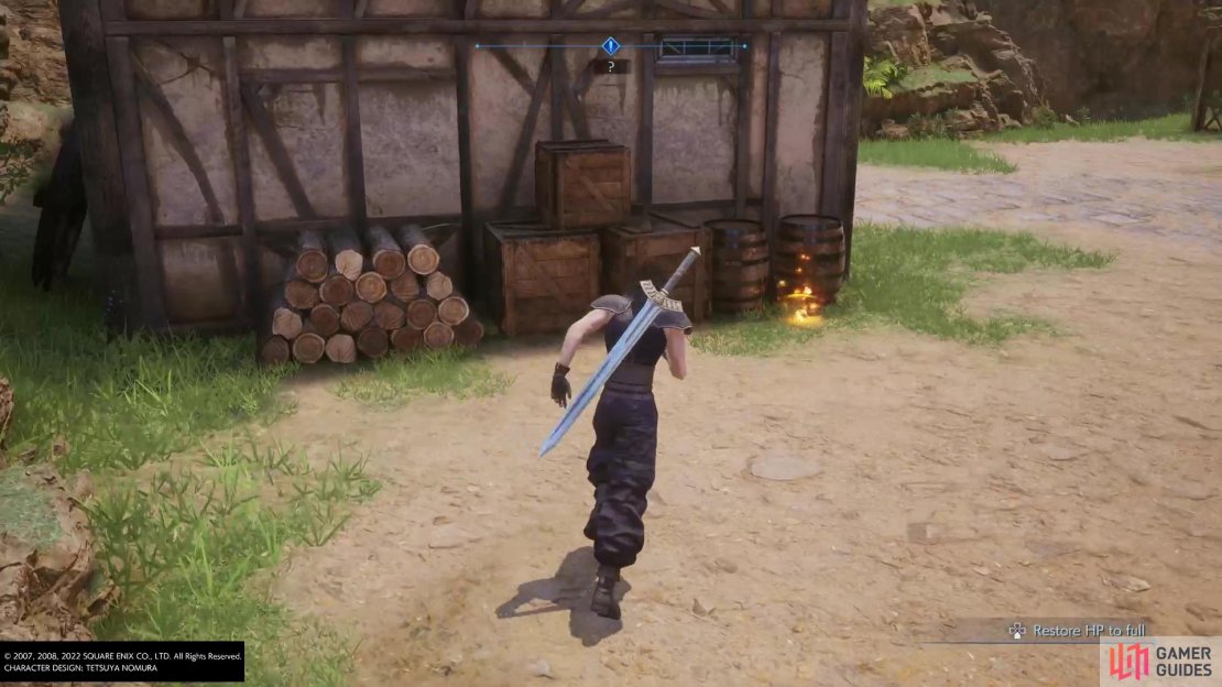 Search by the first house to your left when entering the village
