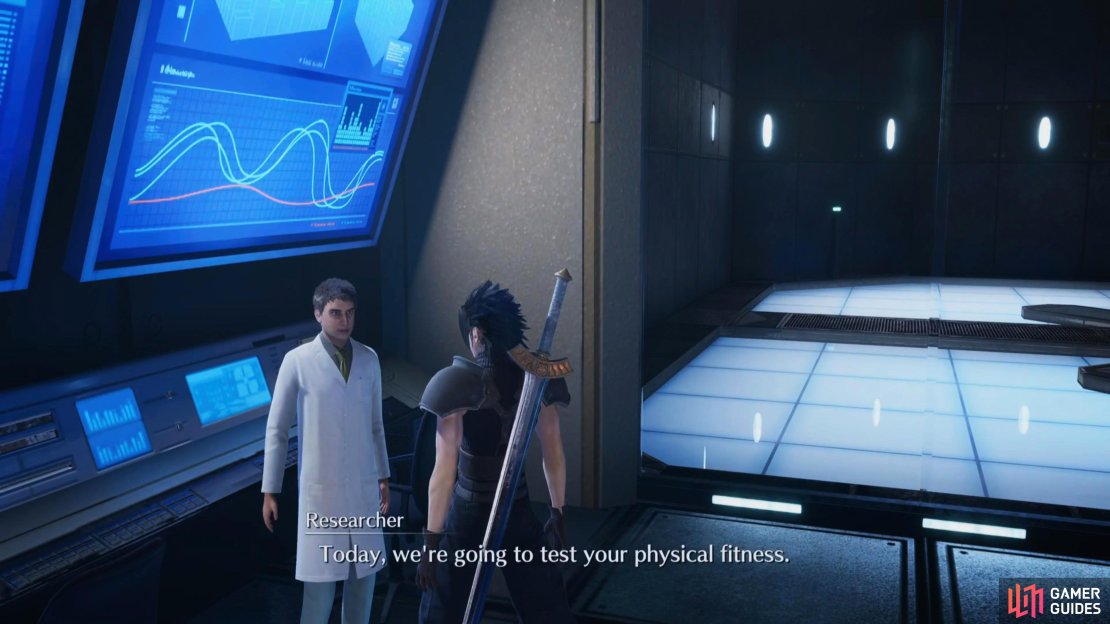 Speak to the Researcher in the Training Room to start the Squats minigame.