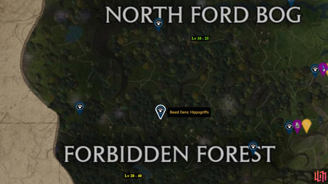 Hippogriff den location from our Hogwarts Legacy Map.