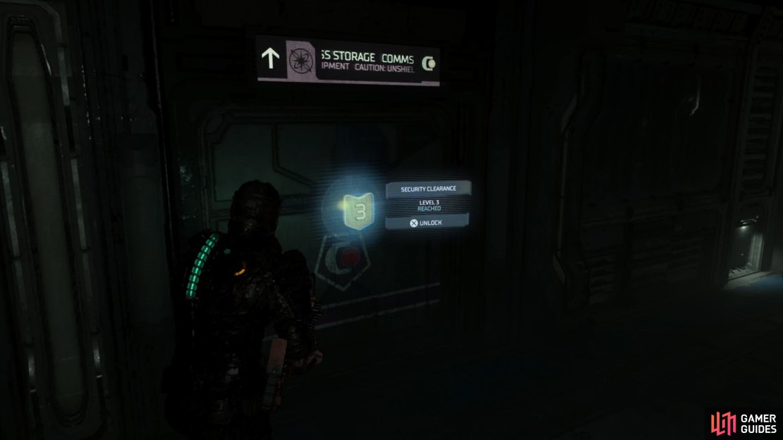 You’ll see multiple security clearance doors throughout Ishimura. 