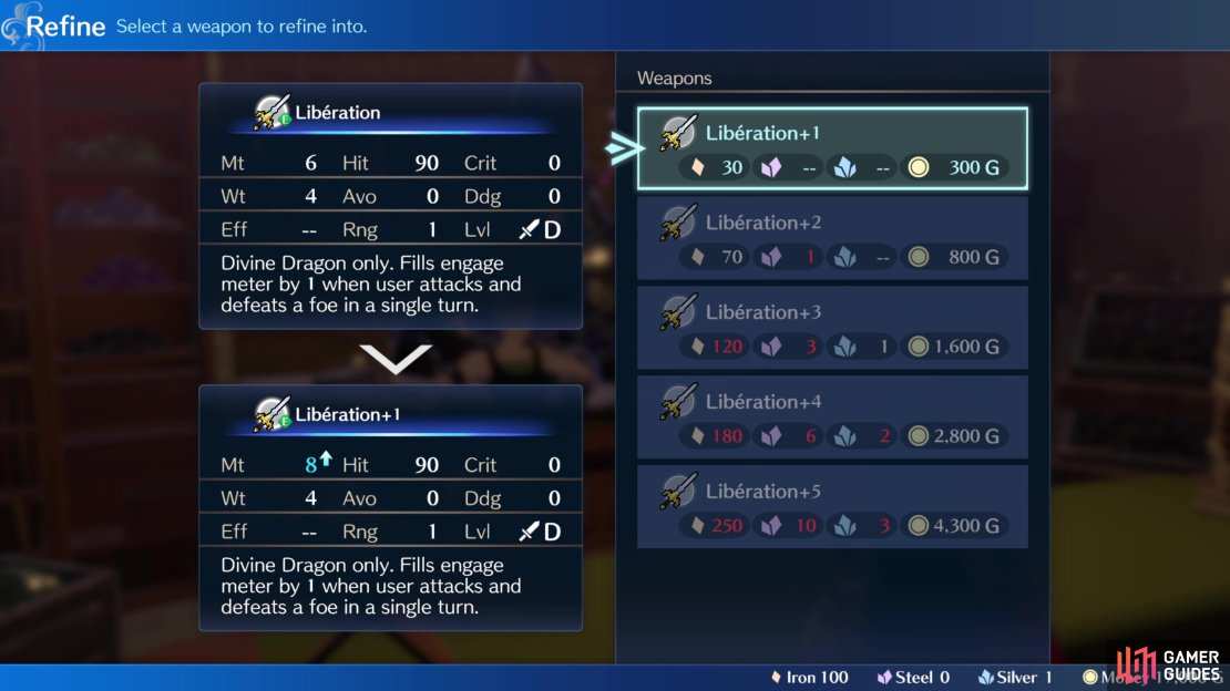 You can expend resources to purchased enhancements for weapons, boosting their stats.