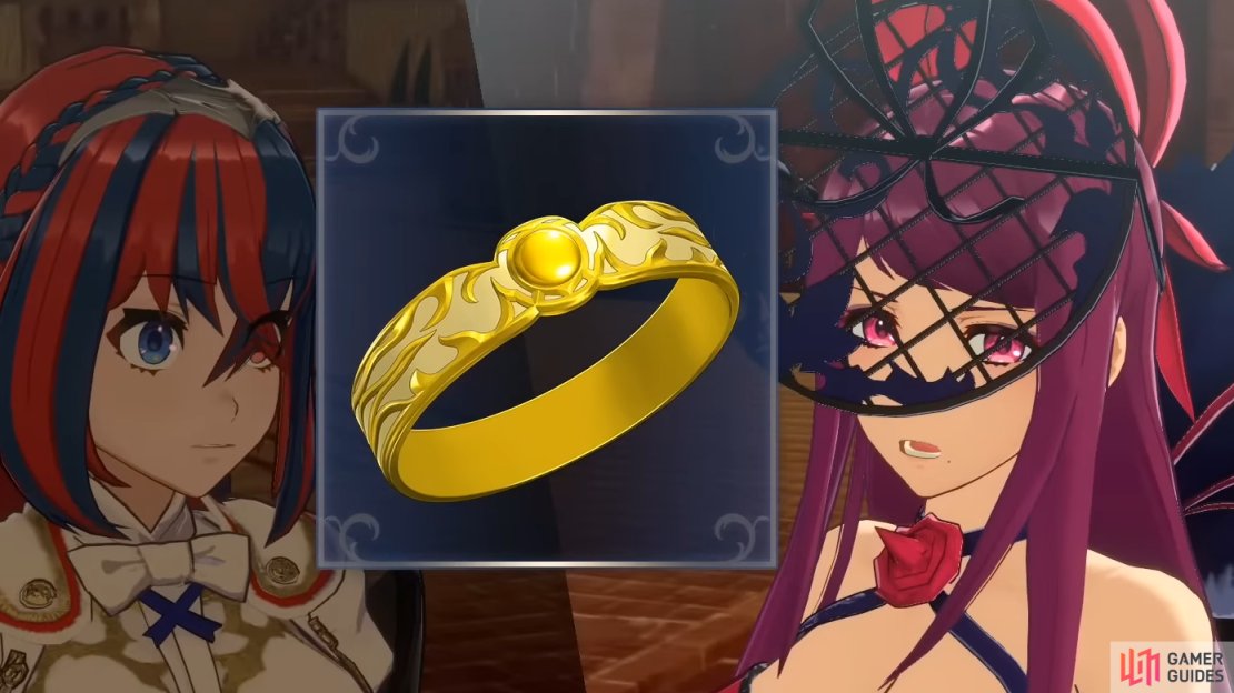 Ivy speaking with Alear about the Emblem Rings.