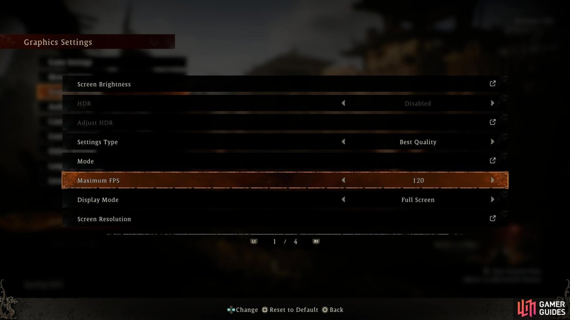 120 FPS setting in Wo Long