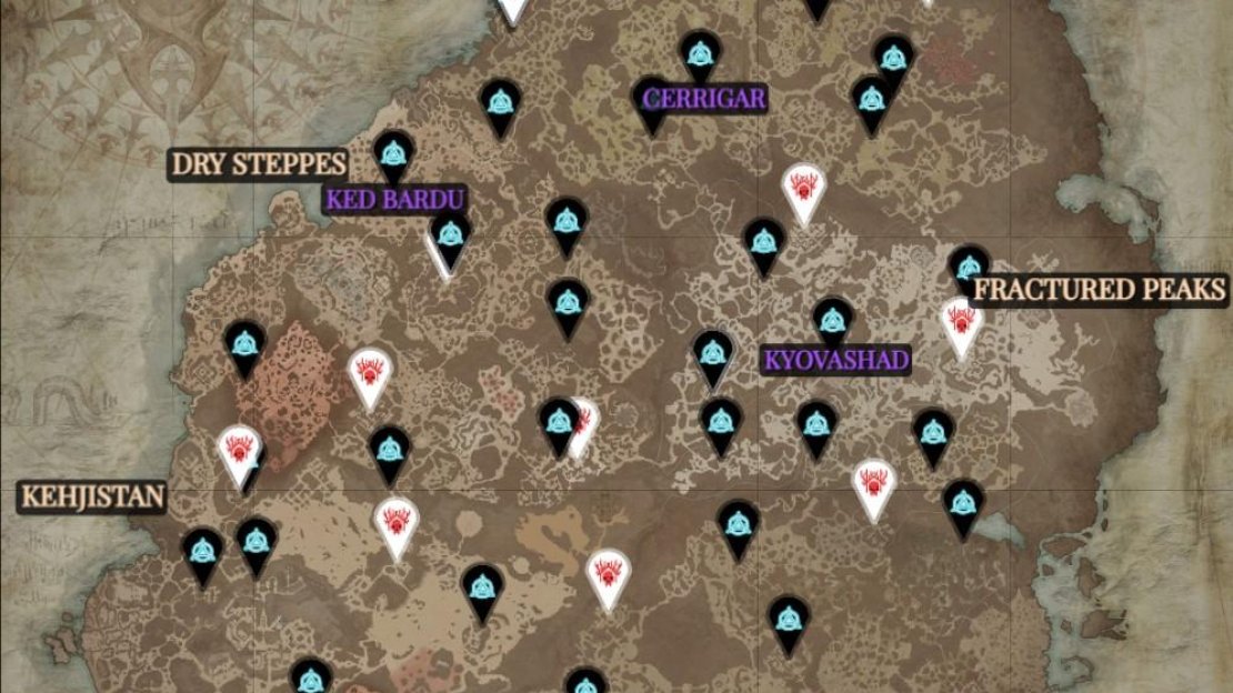 Here is where to find all Diablo 4 Stronghold Locations via this map.