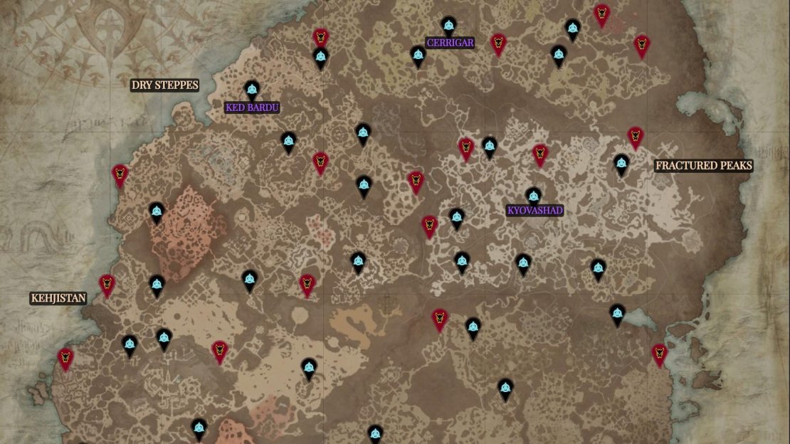 Here’s a map showing you where you can find all the Diablo 4 Extremely Rare Spawns, for your Trophy Hunter achievement, and your fancy special gear.