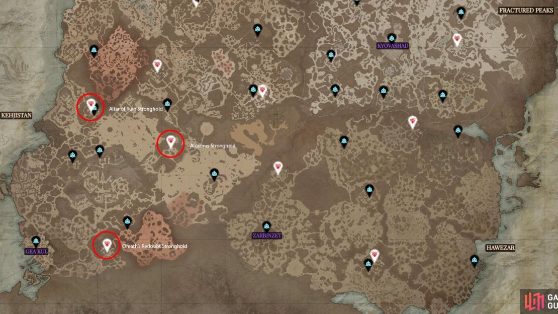You can find the strongholds in these three locations