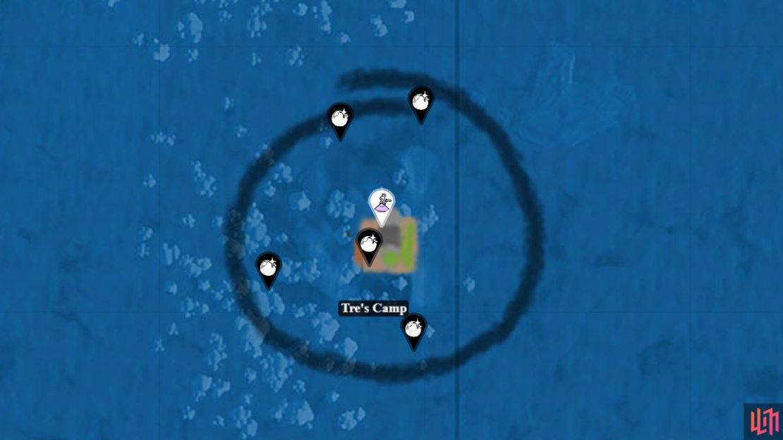 All Clam Pearls around Tre’s Camp.