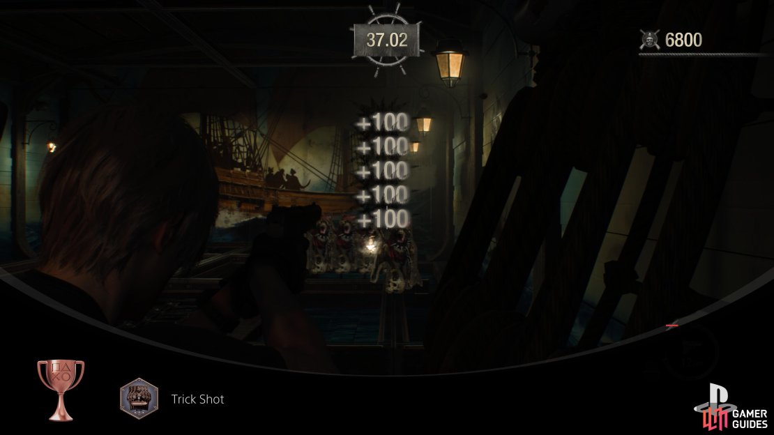 You’ll obtain the Trick Shot Trophy upon destroying five targets at the shooting range with one shot