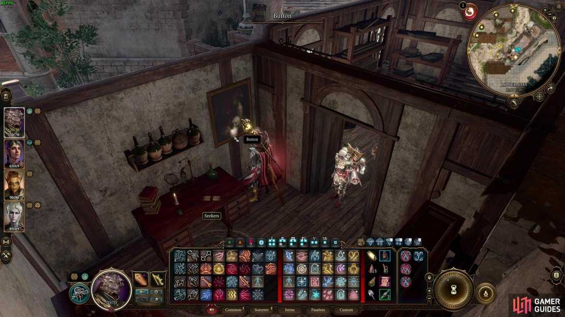 The button needed to enter the Murder Tribunal area is hidden behind this picture in the Candulhallows&rsquo; Tombstones building.