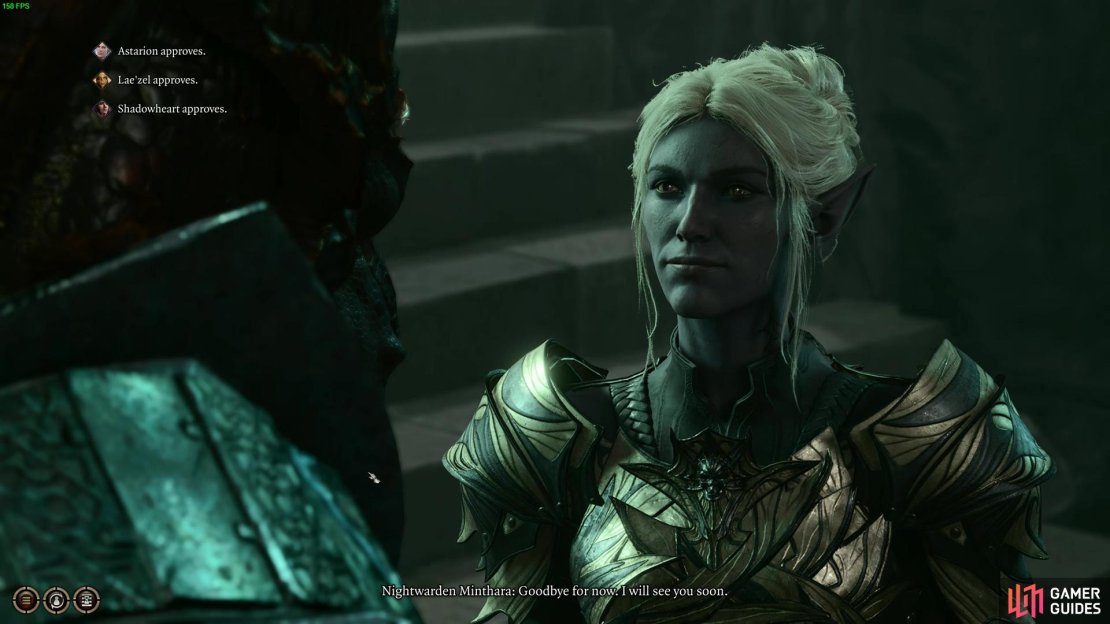 Once you break Minthara from jail in Moonrise Towers, you can tell her to go to your camp and recruit her from there.