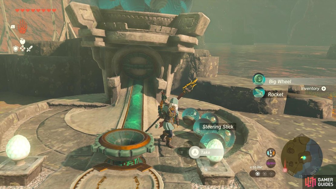 You can get a Steering Stick from the dispenser just to the south.