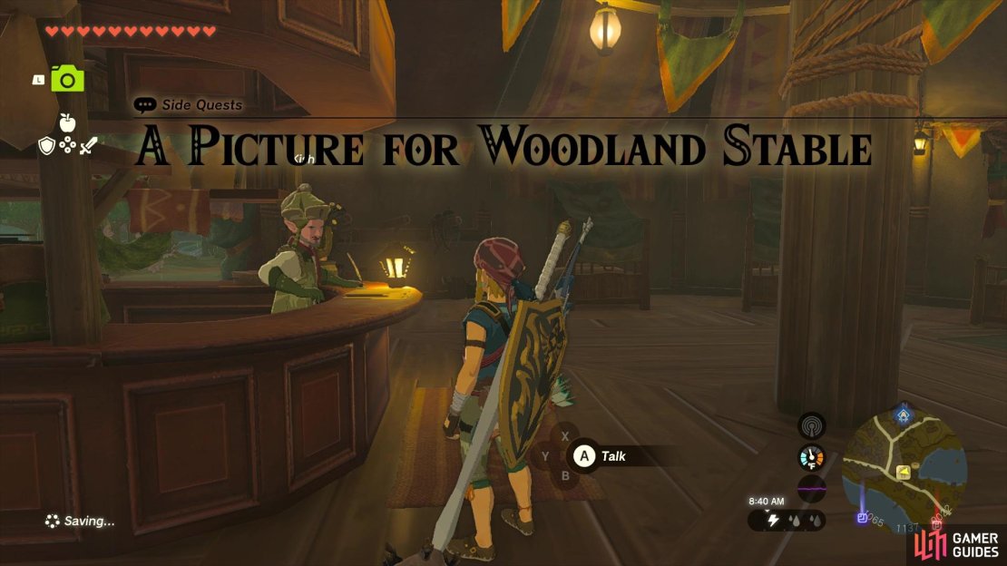 Inspect the picture frame at the Woodland Stable for this quest.