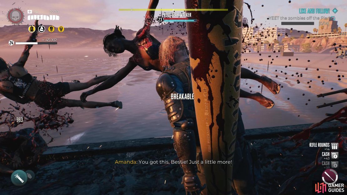 Kick those zombies off the pier!