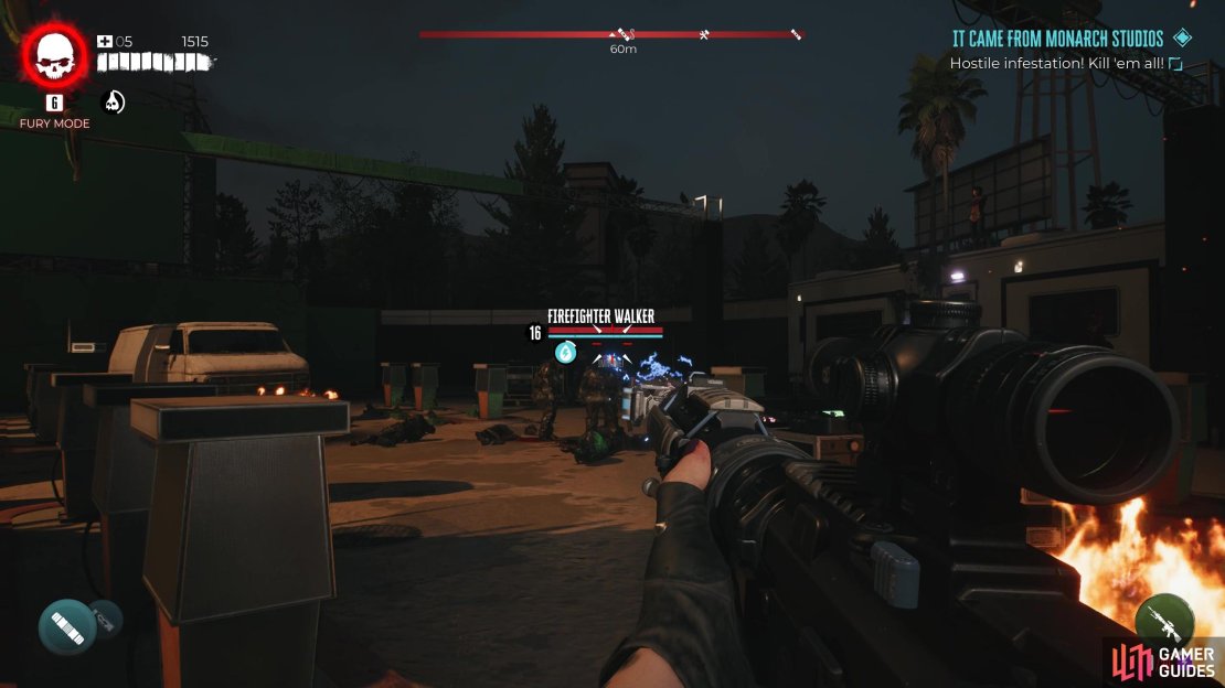 Clear out the walkers that have swarmed in the gas station set.