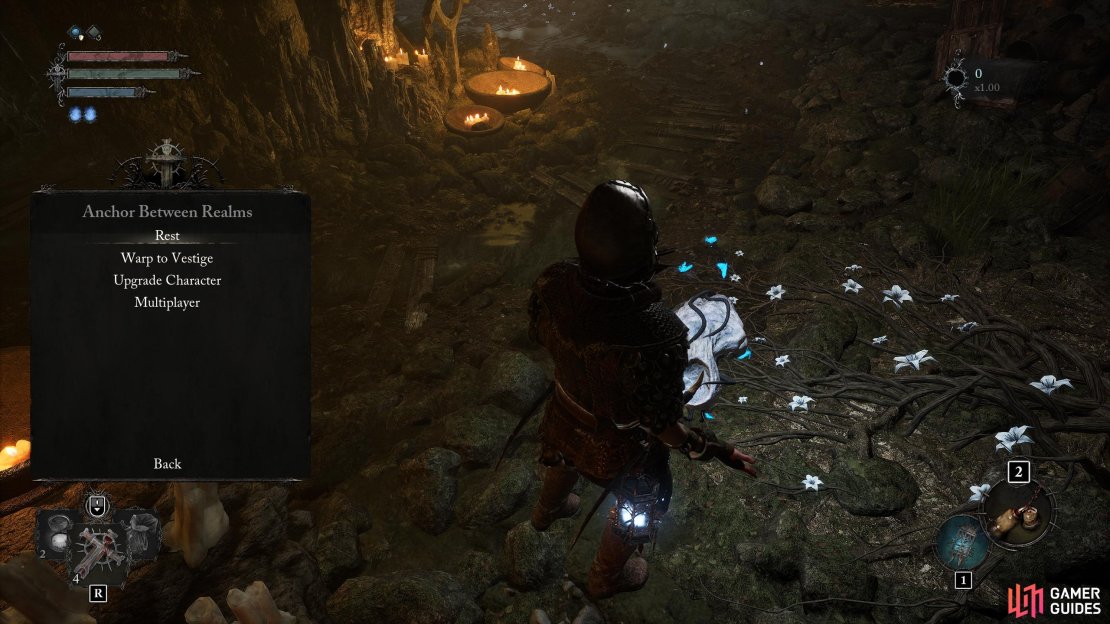 Interact with the Vestige and select “Upgrade Character” to level up in Lords of the Fallen. This requires Vigor to do so.