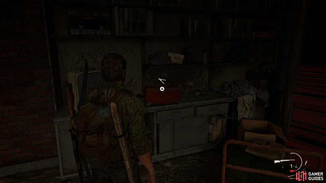 Collect the Tools Upgrade Level 2 from inside the garage.