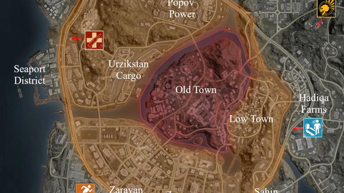 A map featuring the locations all known MW3 Zombies Easter Egg locations.