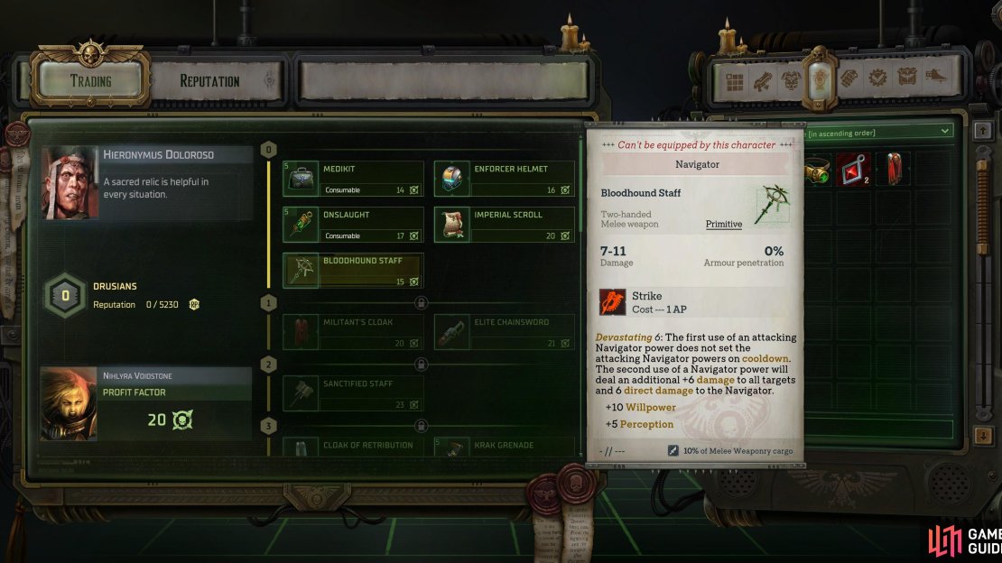 You can requisition the Bloodhound Staff from Hieronymus Doloroso in Footfall near the start of Chapter 2, making it a cheap and early weapon upgrade.