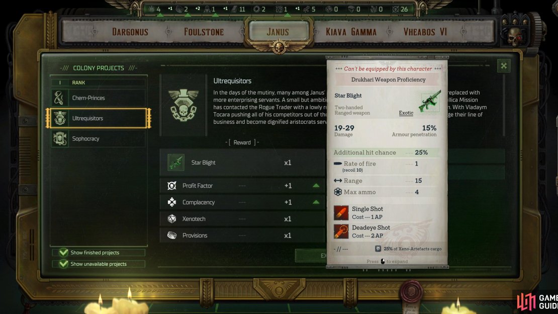 Complete the Ultrequisitors project on Janus to get Star Blight.
