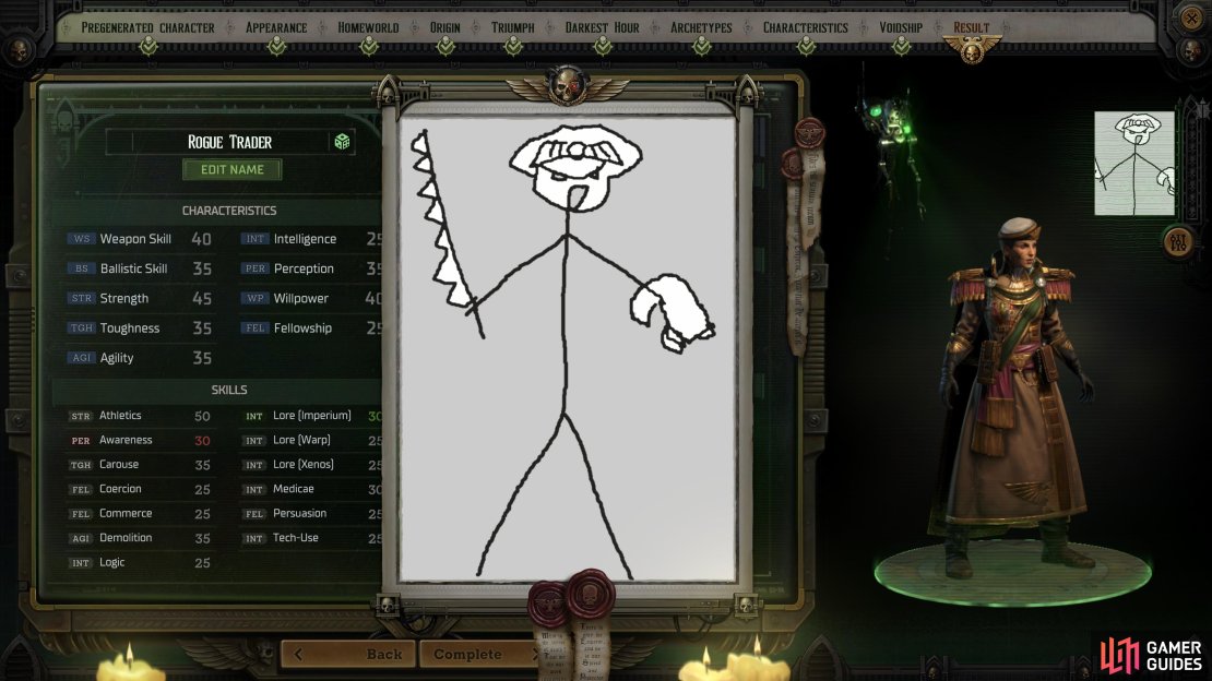 With a little effort, you can use your own beautiful artwork for your character portrait in Rogue Trader.