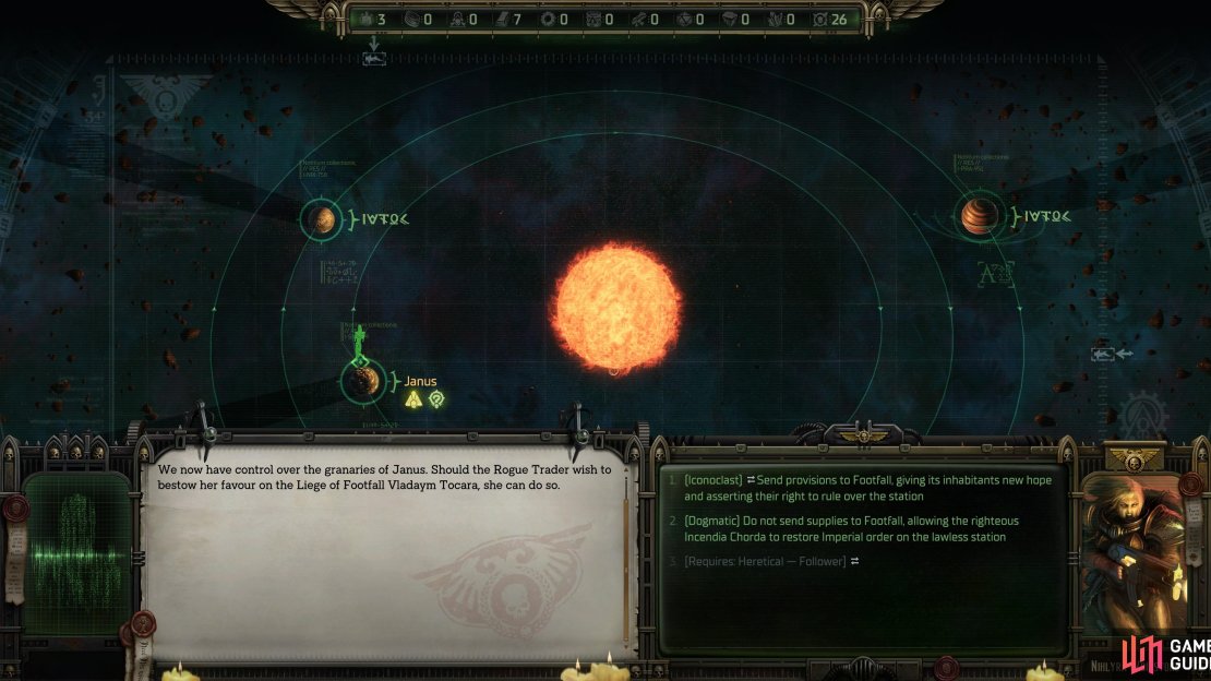 After you leave Janus you’ll be able to choose what to do with the planet’s bounty - relieve Footfall, or let Incendia Chorda have her way?