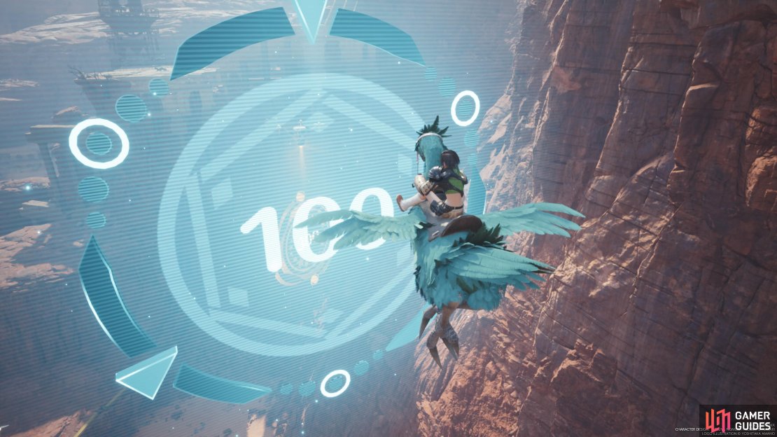 The goal of Glide de Chocobo is to fly through rings for points.
