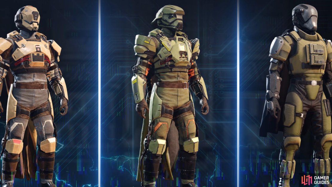 The EX-03, EX-16, and EX-00 are shown in the image and look rather unique compared to the other armor in the game right now.