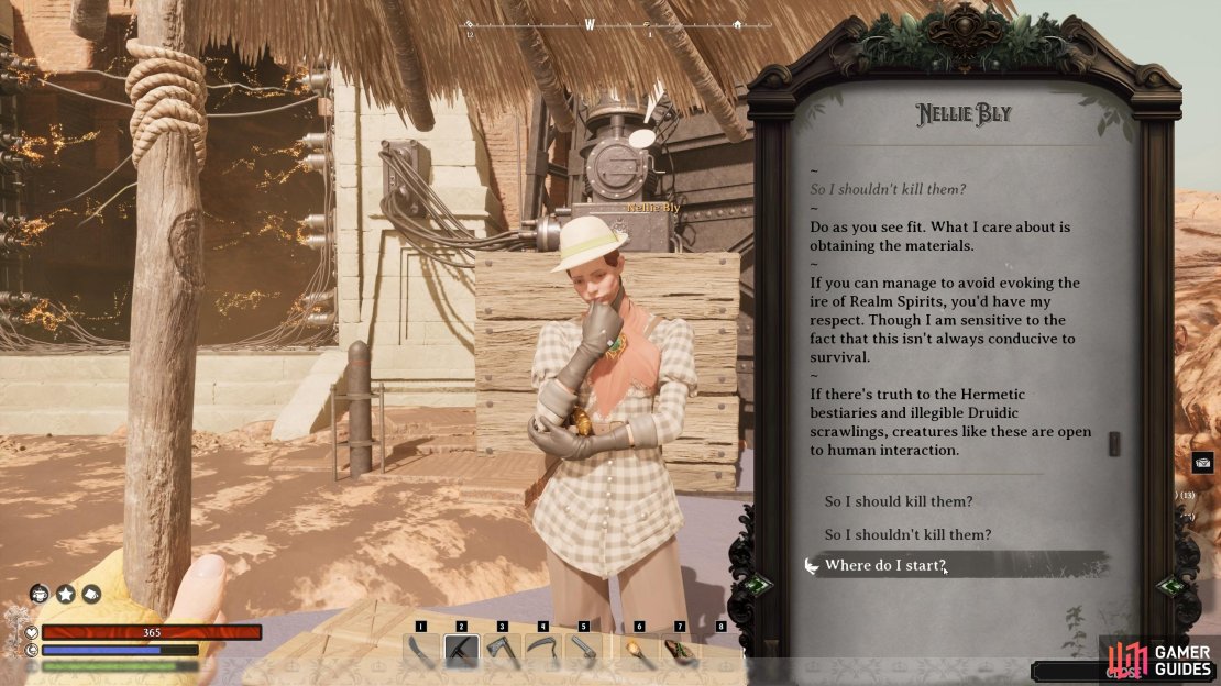 You can start The Sun Giant&rsquo;s Prize by speaking to Nellie Bly in the Desert: Herbarium Realm.