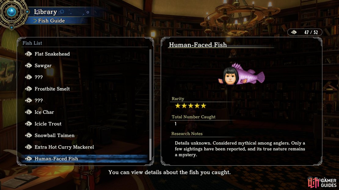 The Human-Faced Fish is the rarest in the game.